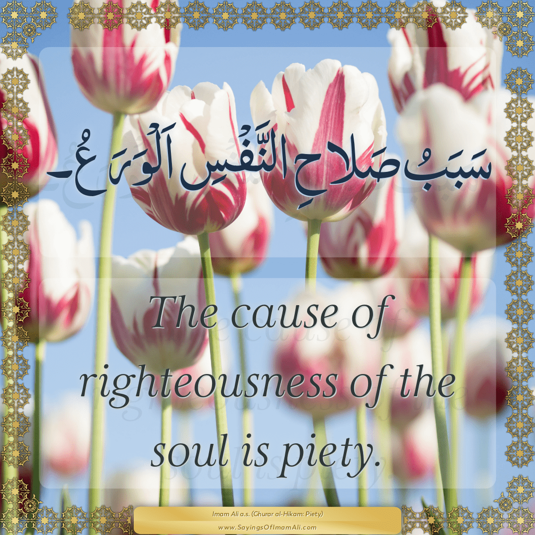 The cause of righteousness of the soul is piety.